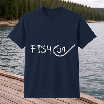Fish On Fishing Hook Minimalist Graphic T-Shirt