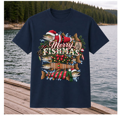 Merry Fishmas Tis the Season to Fish Christmas Trout T-Shirt