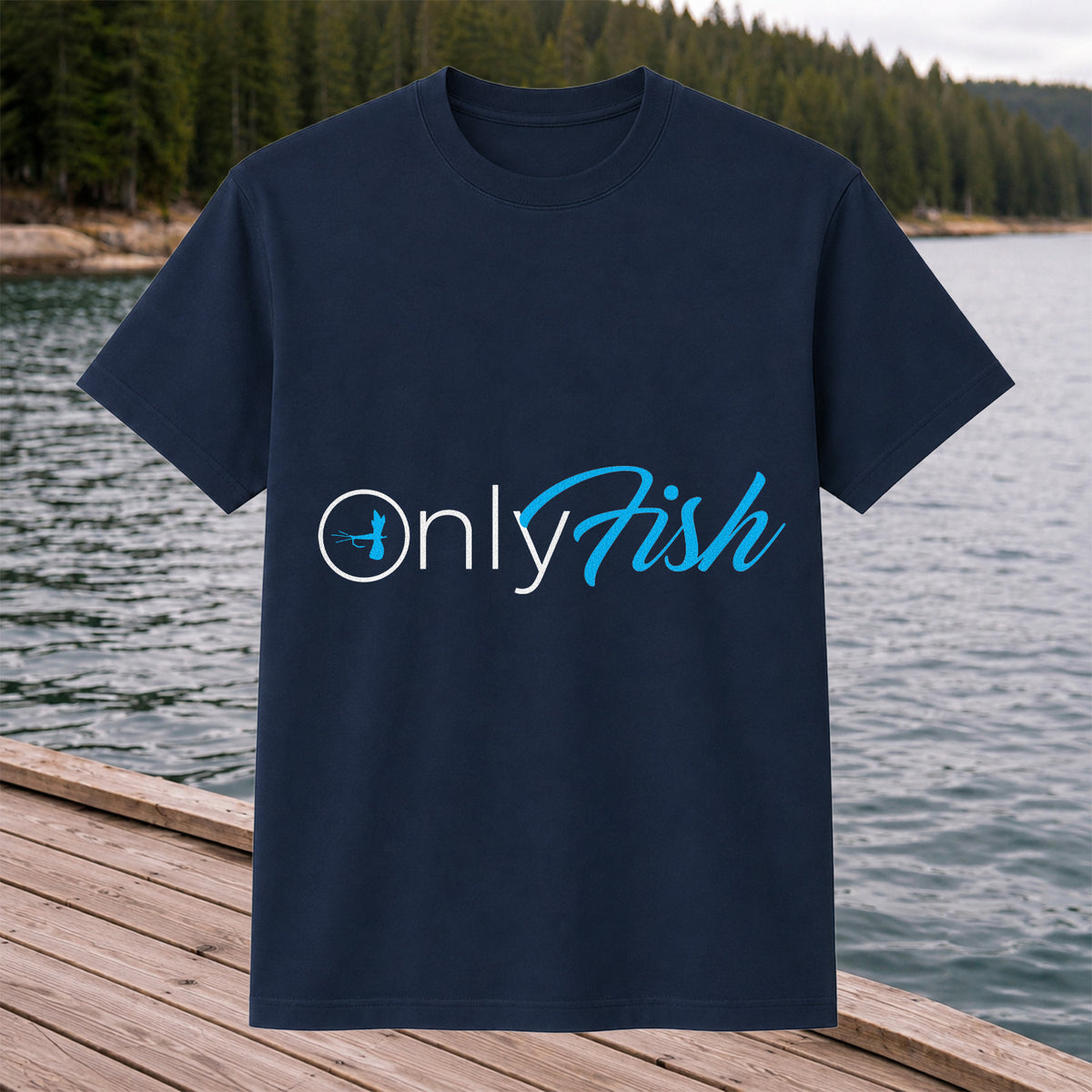 OnlyFish Fishing Hook Pun Minimalist Graphic T-Shirt