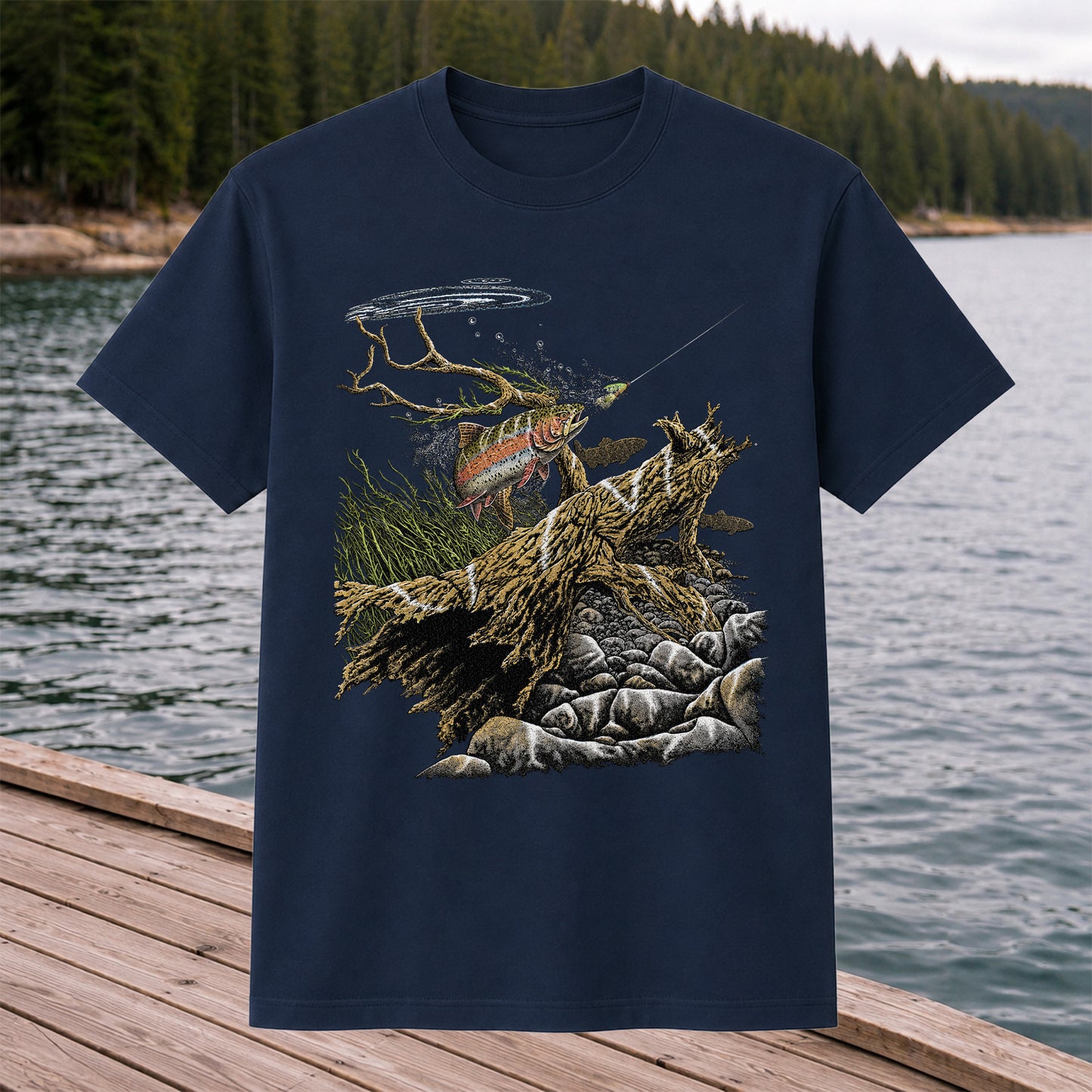 Trout Fishing T-Shirt  Fly Fishing River Tee