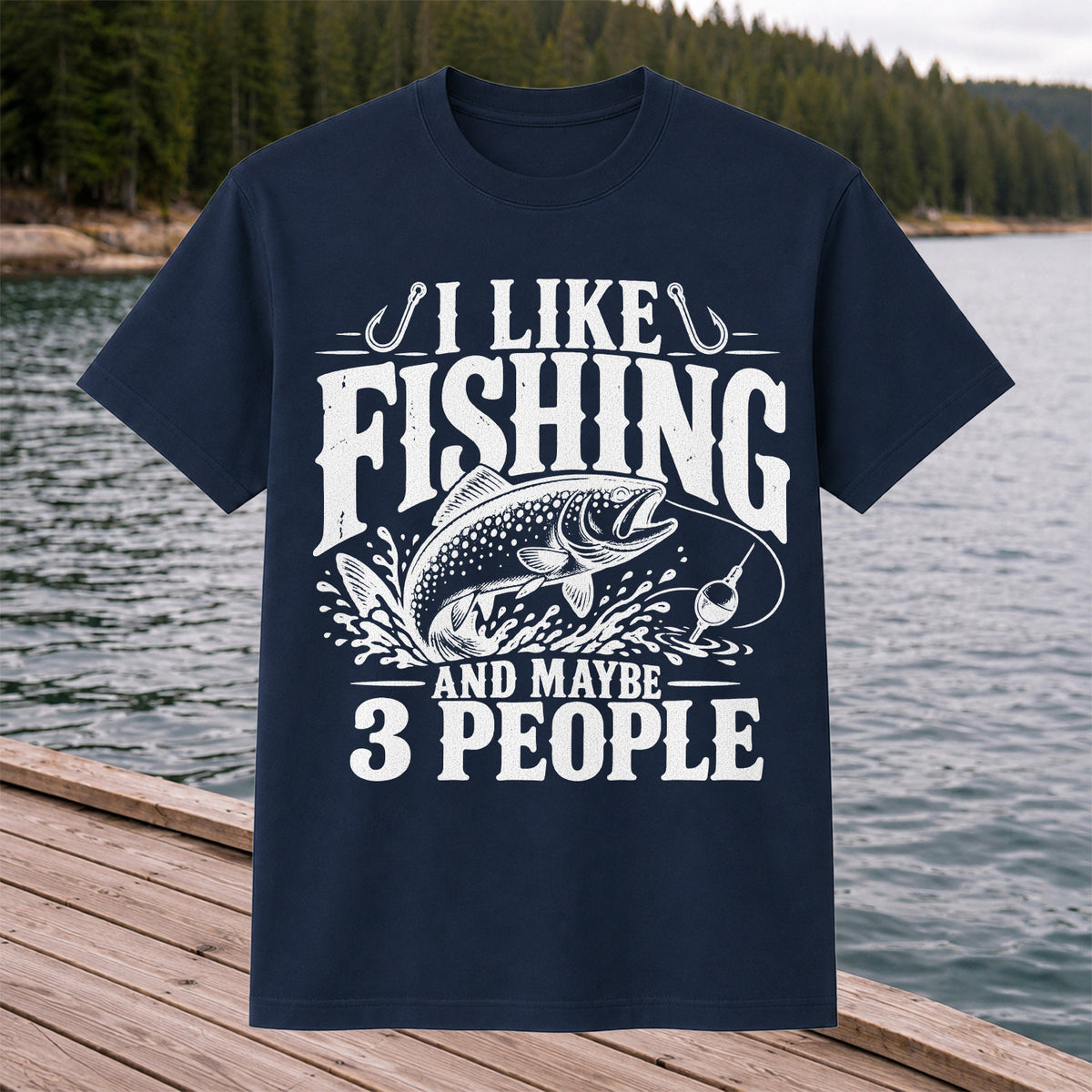 Funny Trout Fishing Three People Graphic T-Shirt
