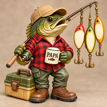 Personalized Papa’s Fishing Family Acrylic Ornament – Custom Names on Fishing Hooks