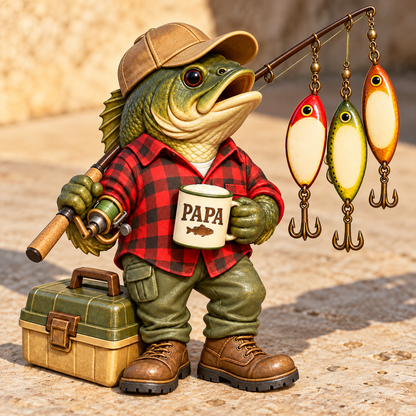 Personalized Papa’s Fishing Family Acrylic Ornament – Custom Names on Fishing Hooks