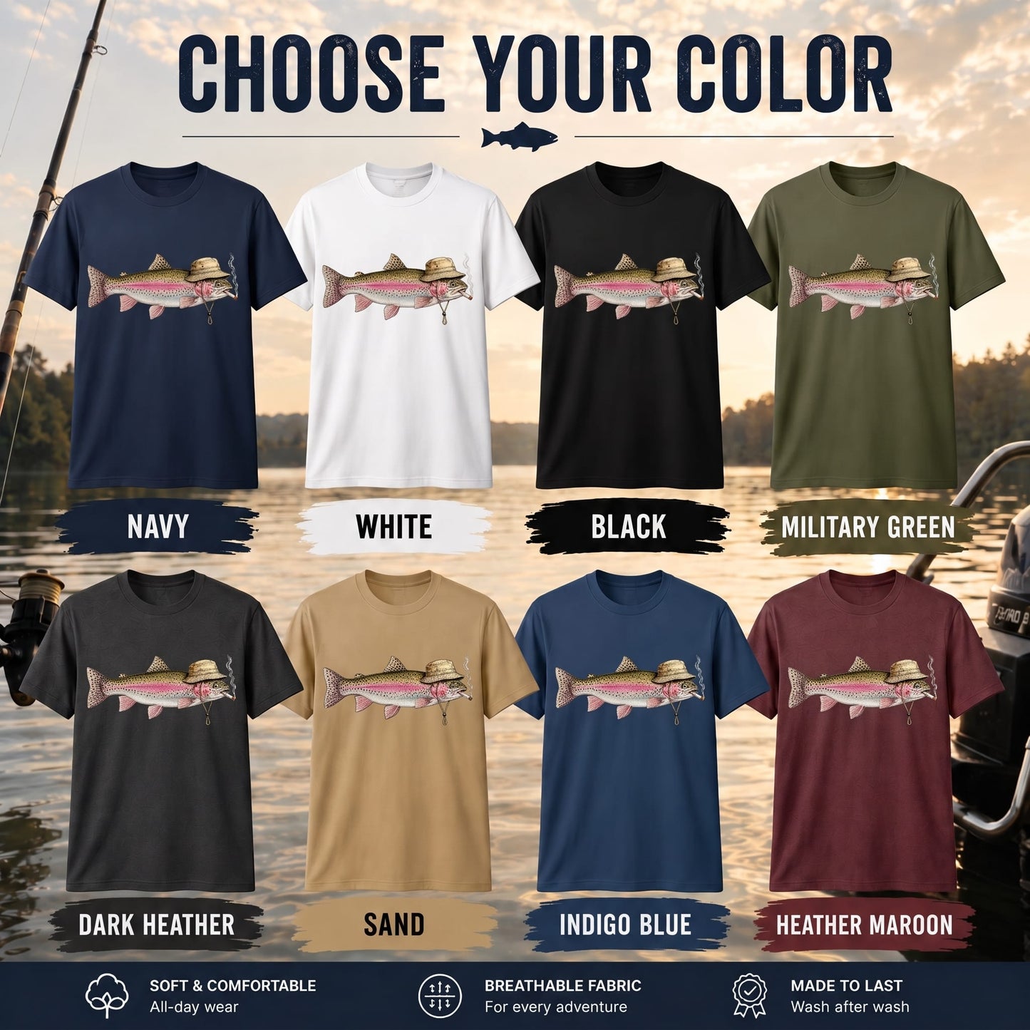 Funny Rainbow Trout Fishing T Shirt | Vintage Trout Graphic Tee