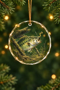 Timber Bass Lure Glass Ornament, Fisherman Christmas Gift