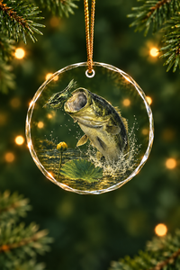 Stillwater Frog Bass Glass Ornament, Fisherman Christmas Gift
