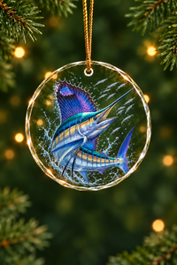 Sailfish Velocity Reef Glass Ornament, Saltwater Fishing Christmas Keepsake