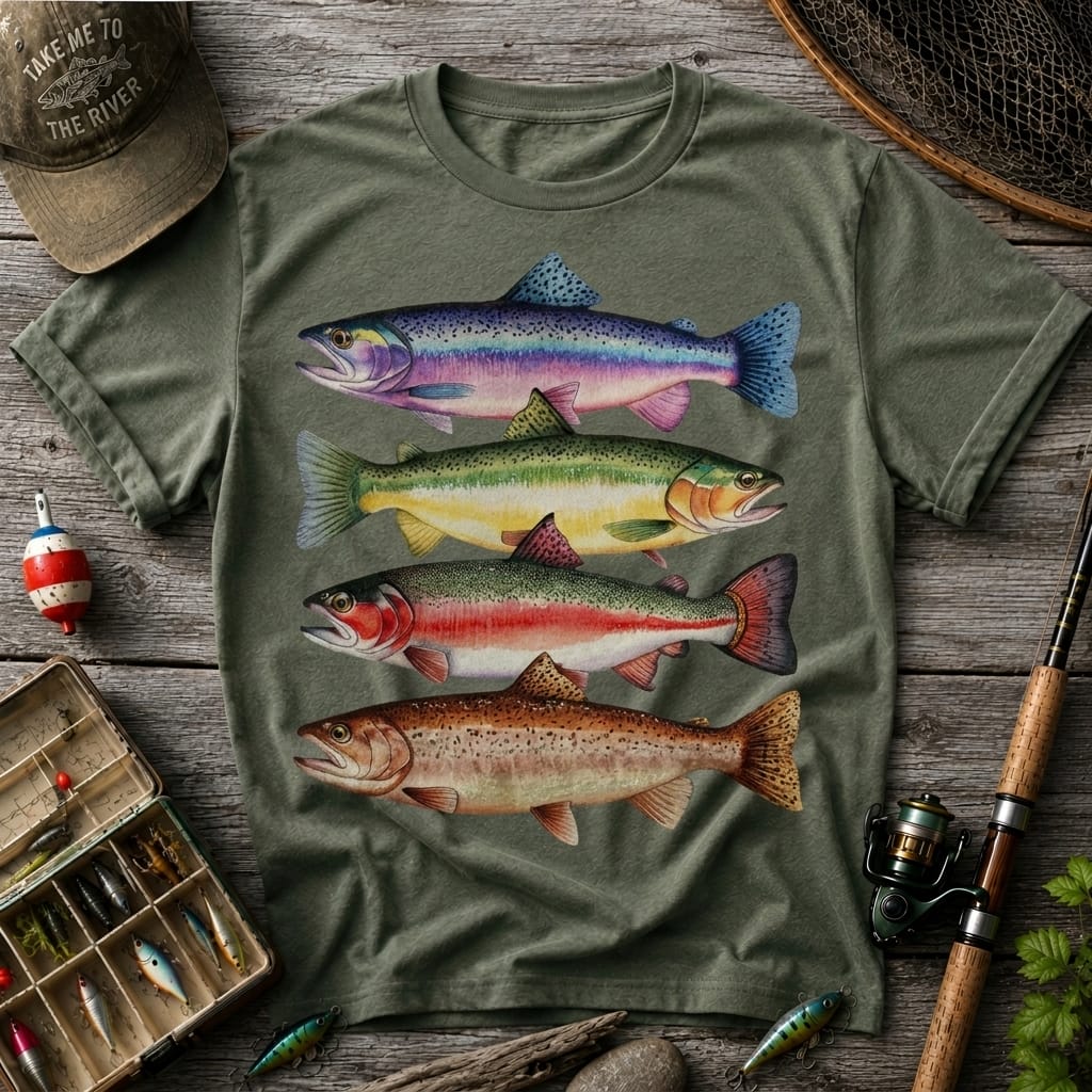 Vintage Trout Species Fishing T Shirt