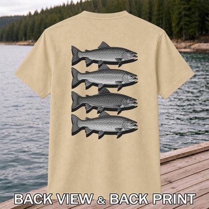 Vintage Trout Collection Freshwater Fishing Graphic T-Shirt | Back Print