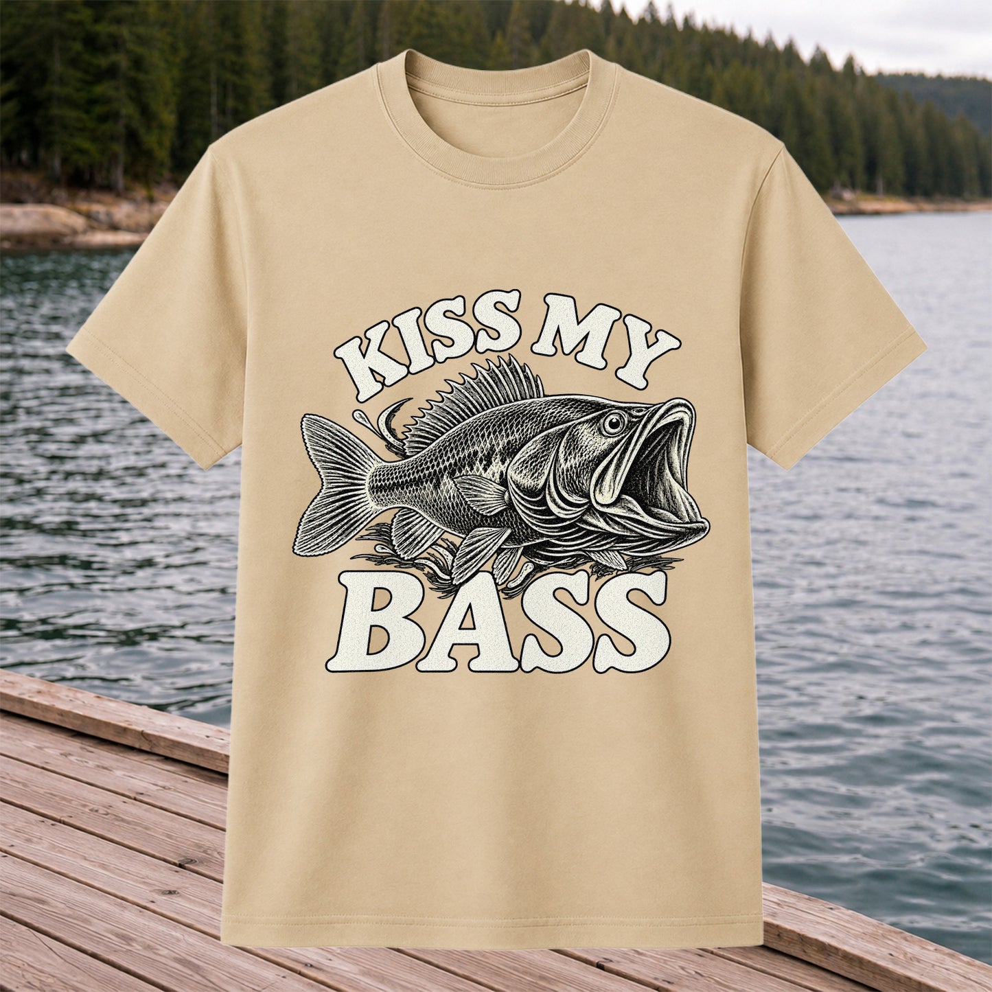 Kiss My Bass Vintage Fish Funny Fishing T-Shirt