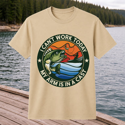 I Can't Work Today My Arm Is in a Cast Bass Fishing T-Shirt