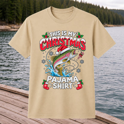 This Is My Christmas Pajama Shirt Rainbow Trout Fishing T-Shirt