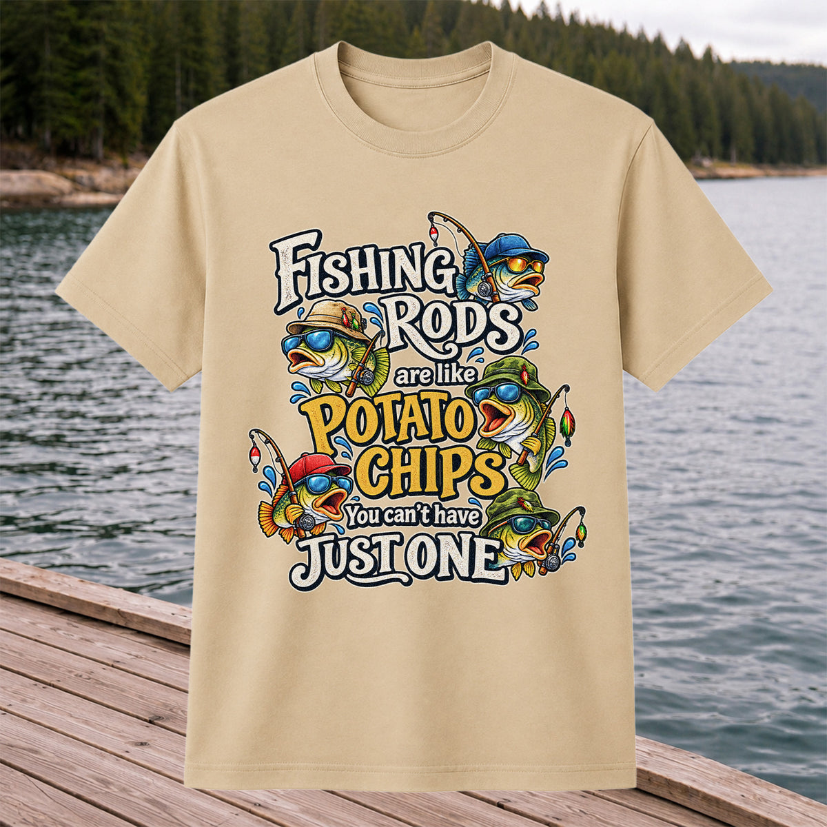 Fishing Rods Are Like Potato Chips You Can't Have Just One Funny Bass T-Shirt