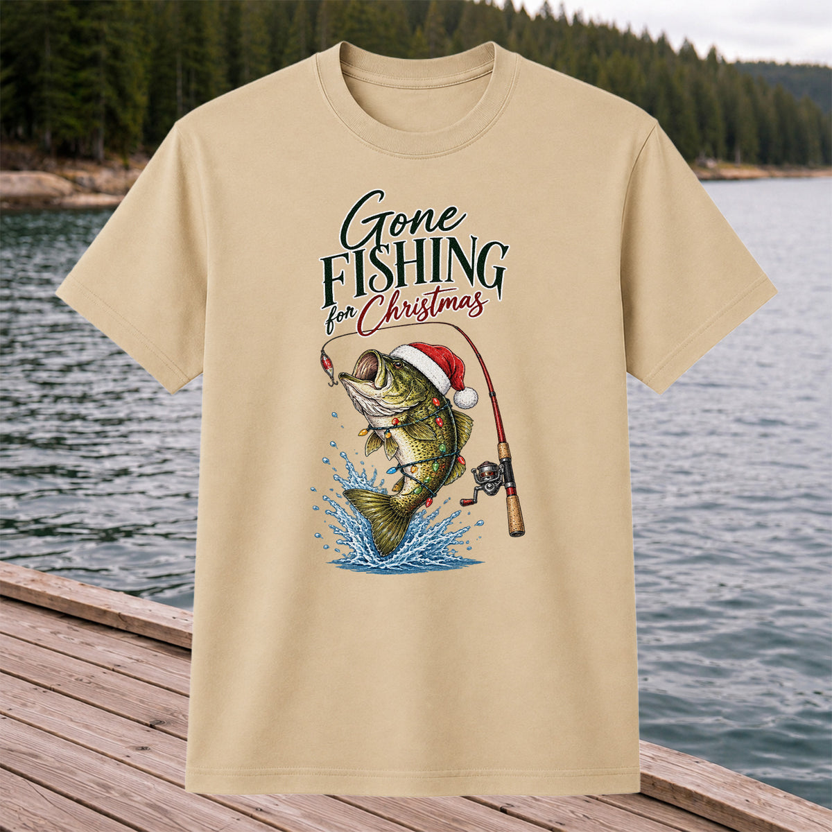 Gone Fishing for Christmas Bass Fishing Graphic T-Shirt