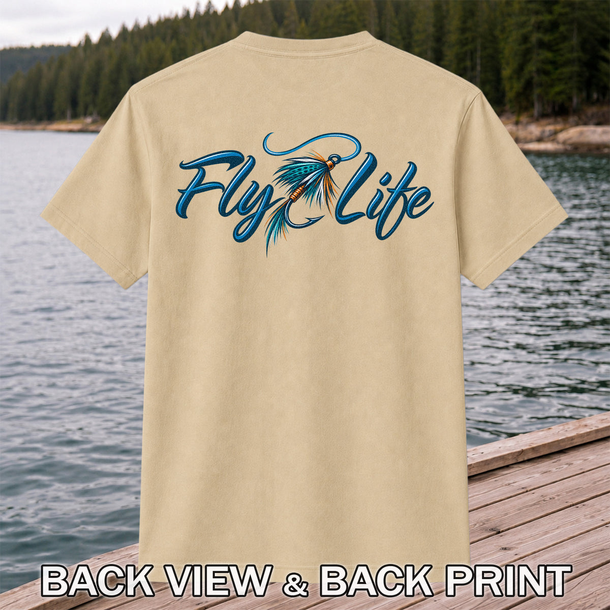 Fly Life Fishing Lure Graphic T-Shirt | Back Print