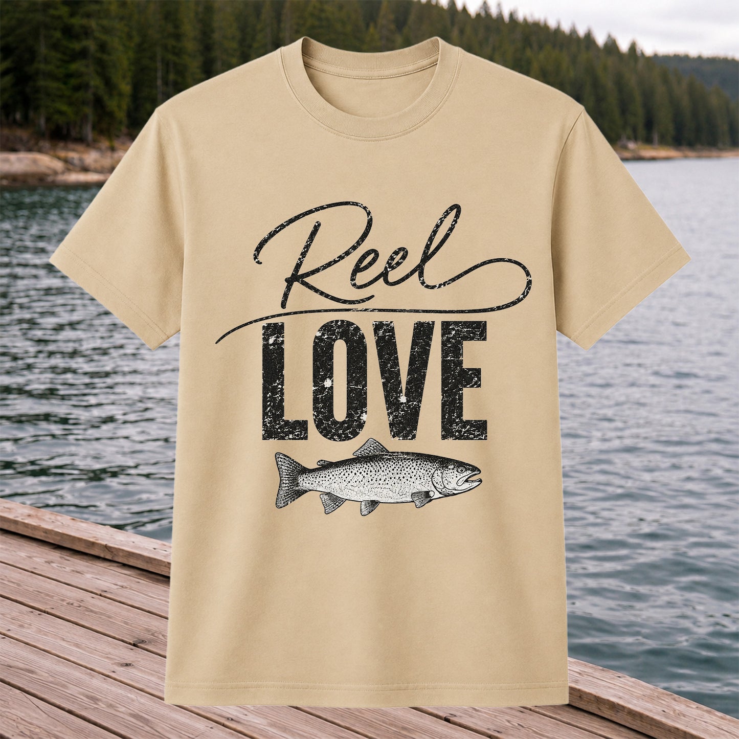Reel Love Vintage Trout Fishing Graphic T-Shirt