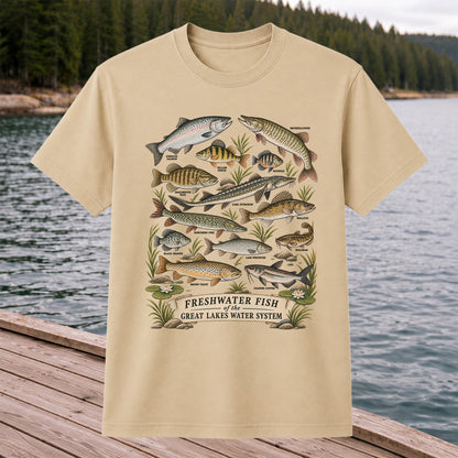 Freshwater Fish of the Great Lakes Water System Graphic T-Shirt