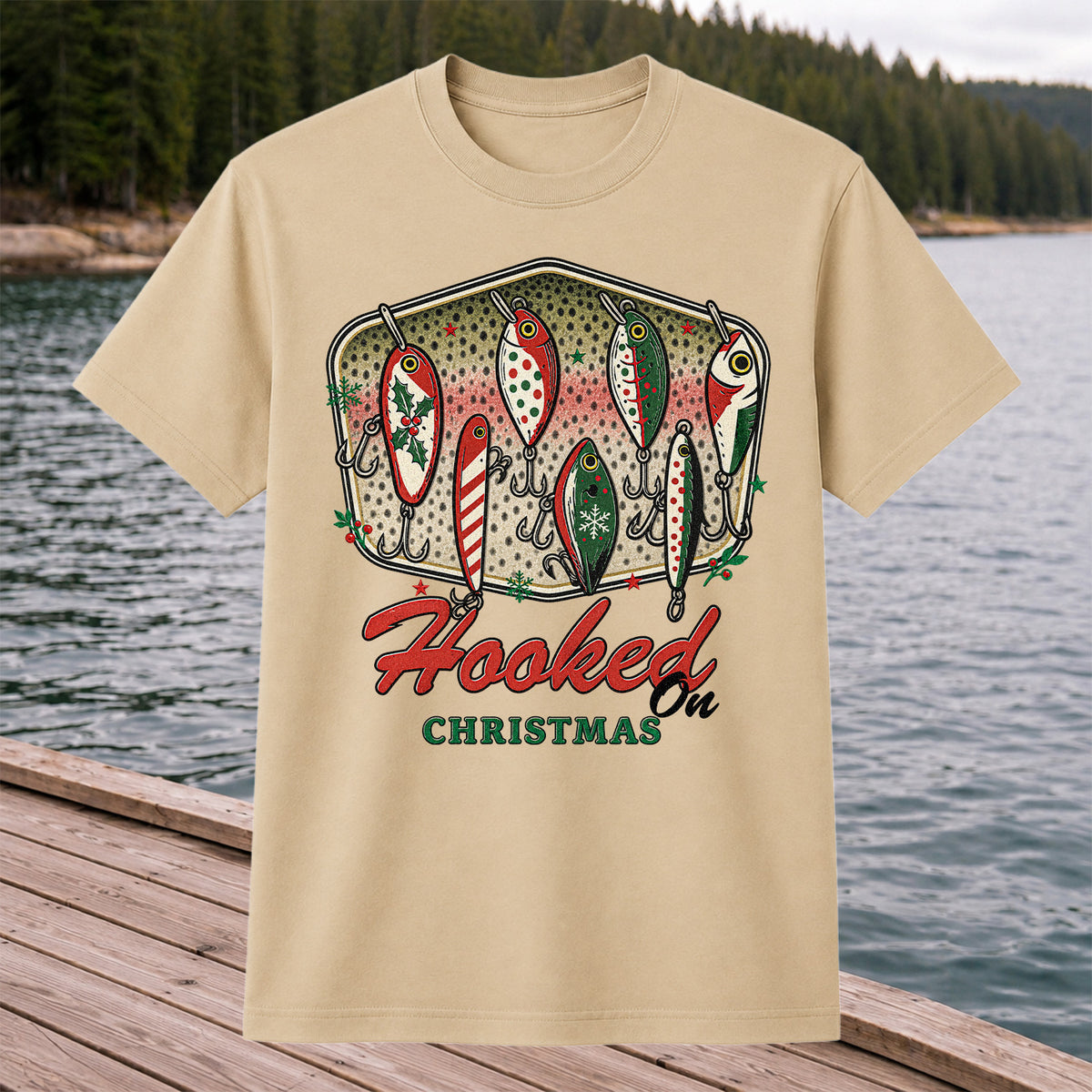 Christmas Fishing Lures Graphic T-Shirt