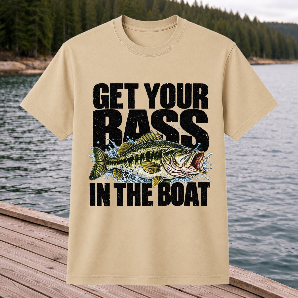Get Your Bass in the Boat Funny Largemouth Bass Fishing T-Shirt