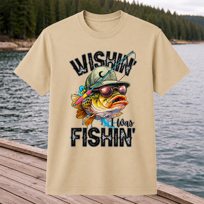 Wishin' I Was Fishin' Funny Sunfish Graphic T-Shirt