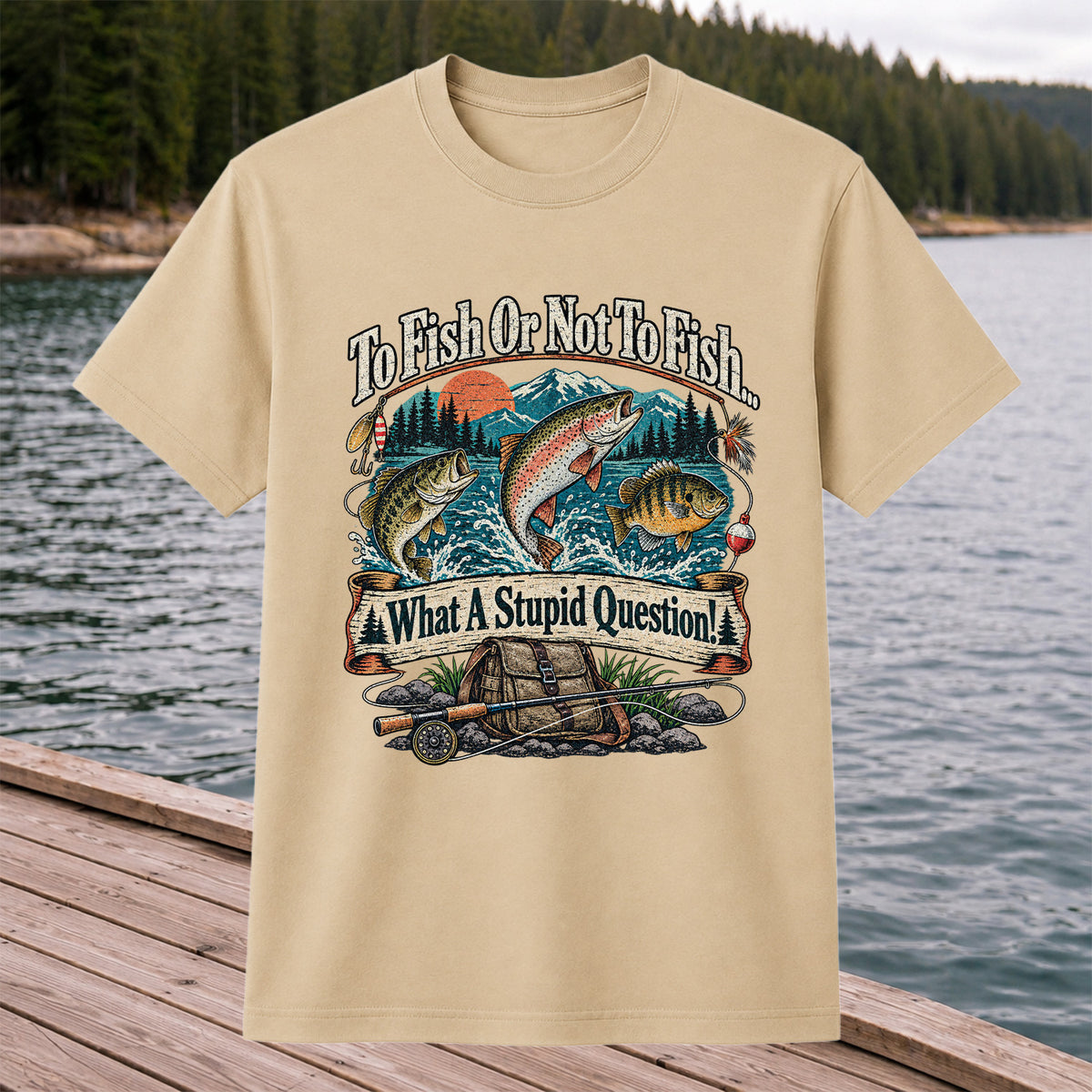 To Fish or Not to Fish What a Stupid Question Funny Trout Bass and Bluegill Fishing T-Shirt