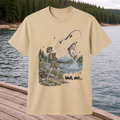 Funny Fishing Skeleton T-Shirt, Trout Fishing Tee