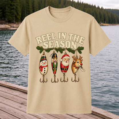 Reel in the Season Christmas Fishing Lures Graphic T-Shirt