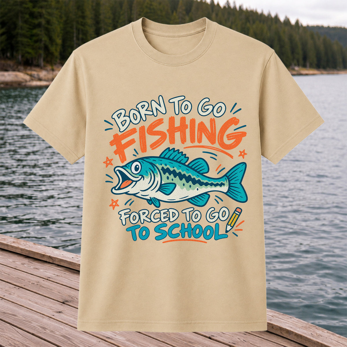 Funny Fish Fishing Graphic T-Shirt for Back to School
