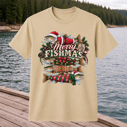 Merry Fishmas Tis the Season to Fish Christmas Trout T-Shirt
