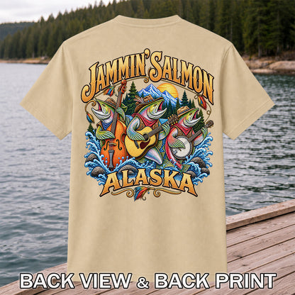 Salmon Music Band Alaska Fishing Graphic T-Shirt | Back Print
