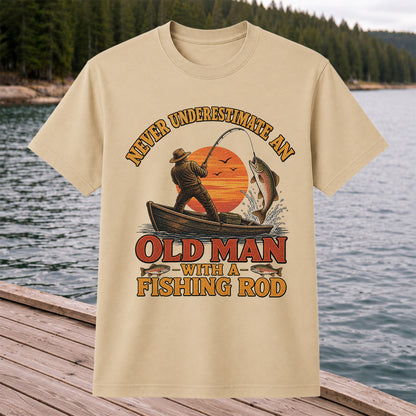 Never Underestimate an Old Man With a Fishing Rod T-Shirt