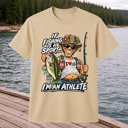 If Fishing Is a Sport I'm an Athlete Funny Bass Angler T-Shirt