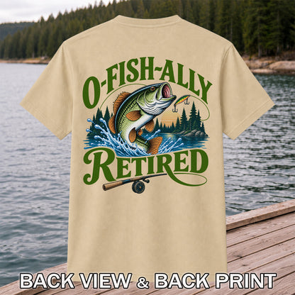 I Fish All Retired Funny Bass Fishing Graphic T-Shirt | Back Print