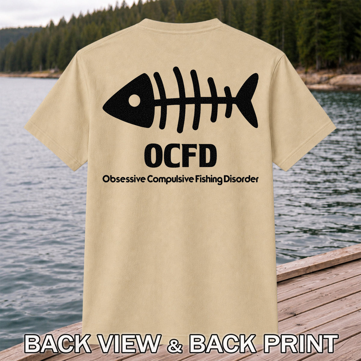 Funny Fish Skeleton Fishing Graphic T-Shirt | Back Print