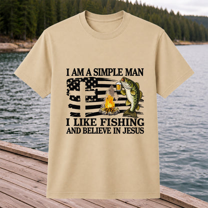 I Am a Simple Man Fishing Bass and Faith Graphic T-Shirt