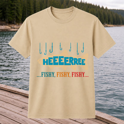 Heeeerrree Fishy Fishy Fishy Funny Fishing T-Shirt