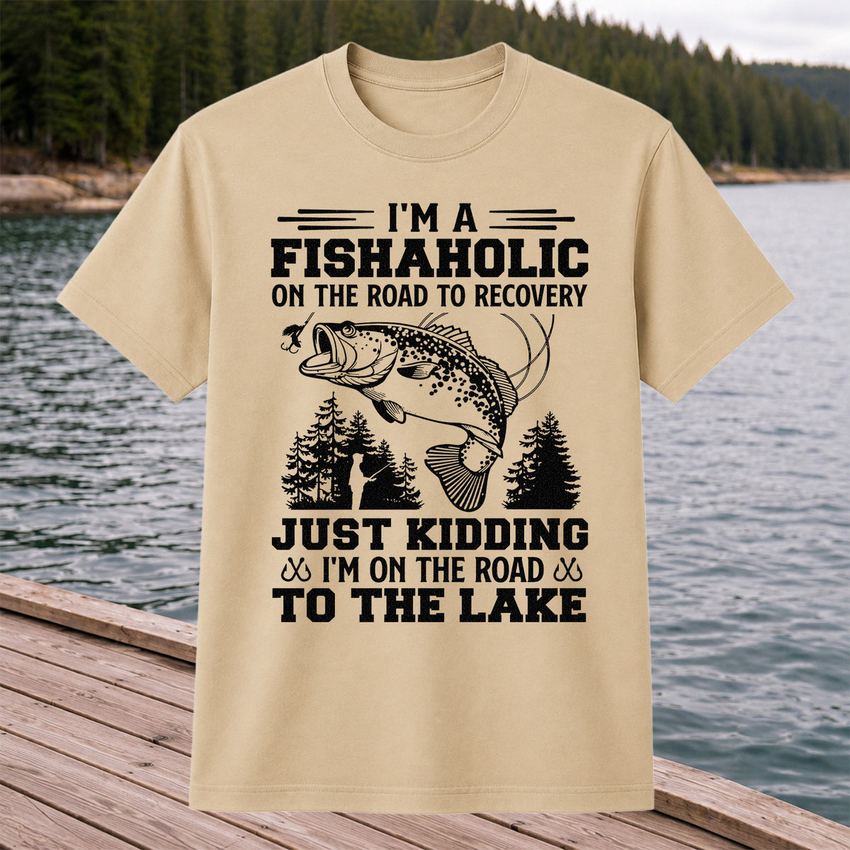 I'm a Fishaholic on the Road to Recovery Funny Fishing T-Shirt