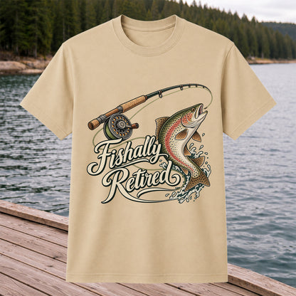 Fishally Retired Rainbow Trout Fly Fishing Retirement T-Shirt