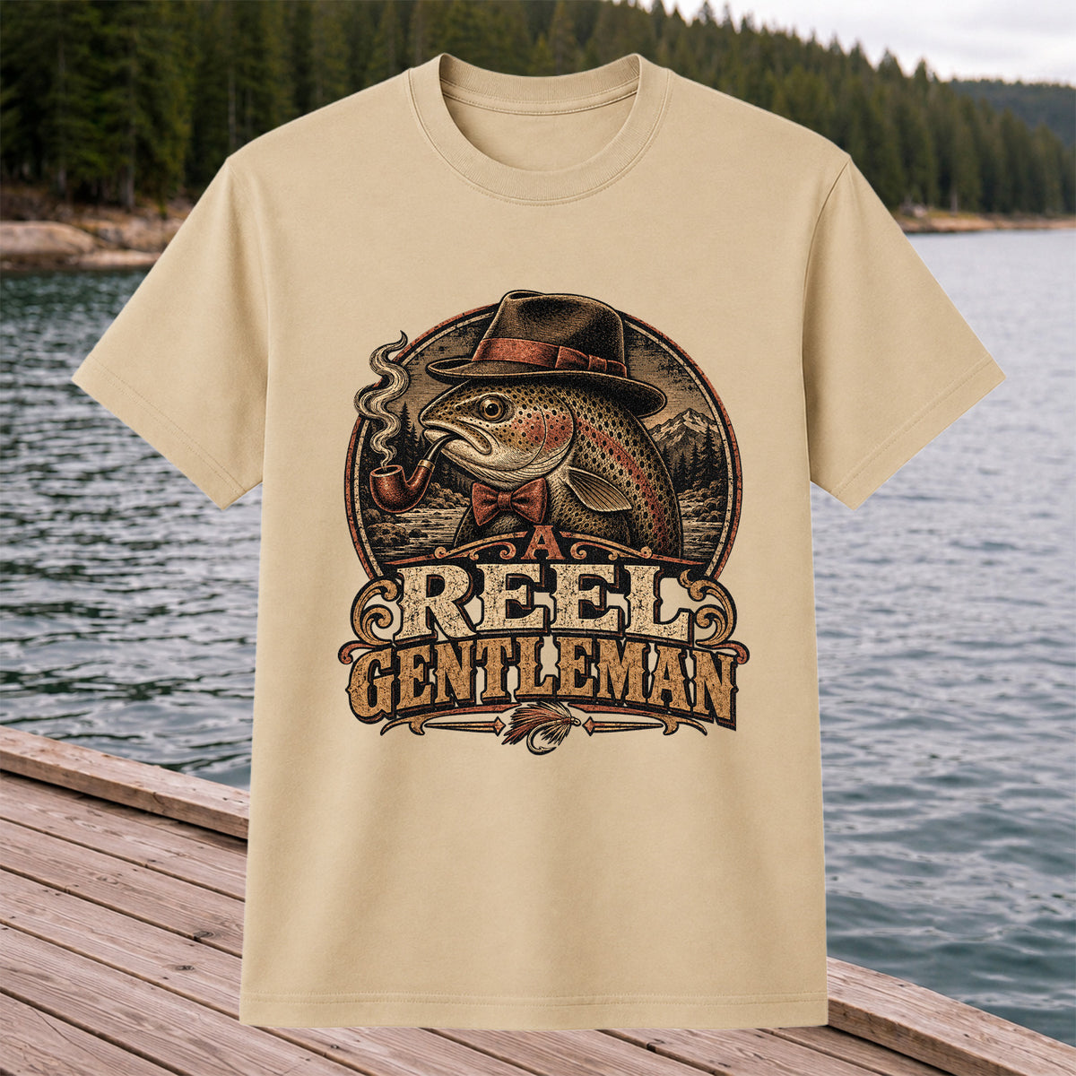A Reel Gentleman Trout Fishing Vintage Graphic T-Shirt