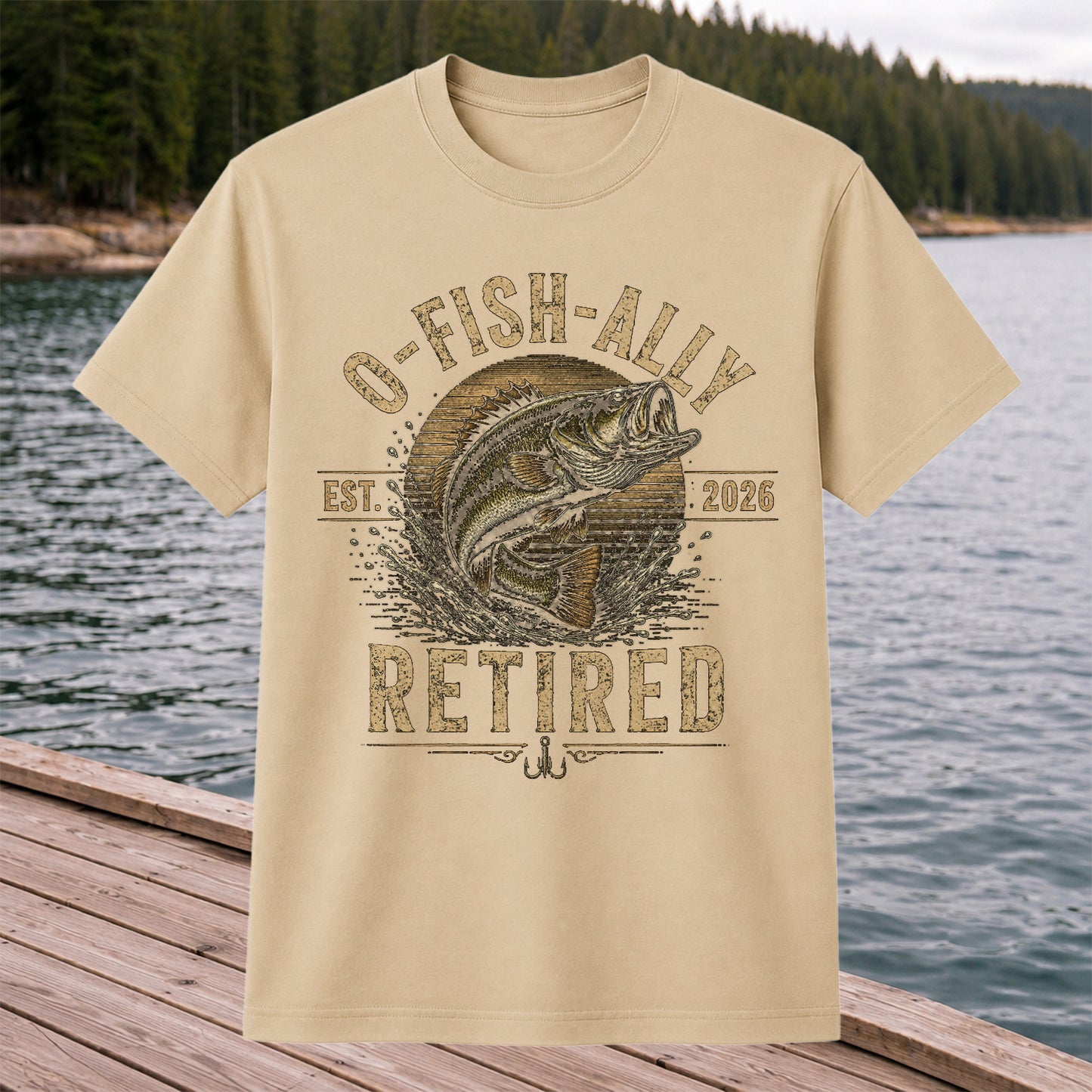 O-Fish-Ally Retired Bass Fishing T-Shirt