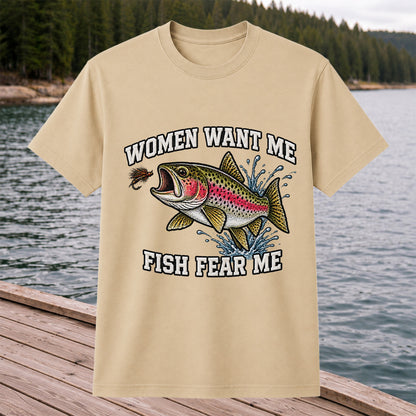 Women Want Me Fish Fear Me Rainbow Trout Fishing T-Shirt