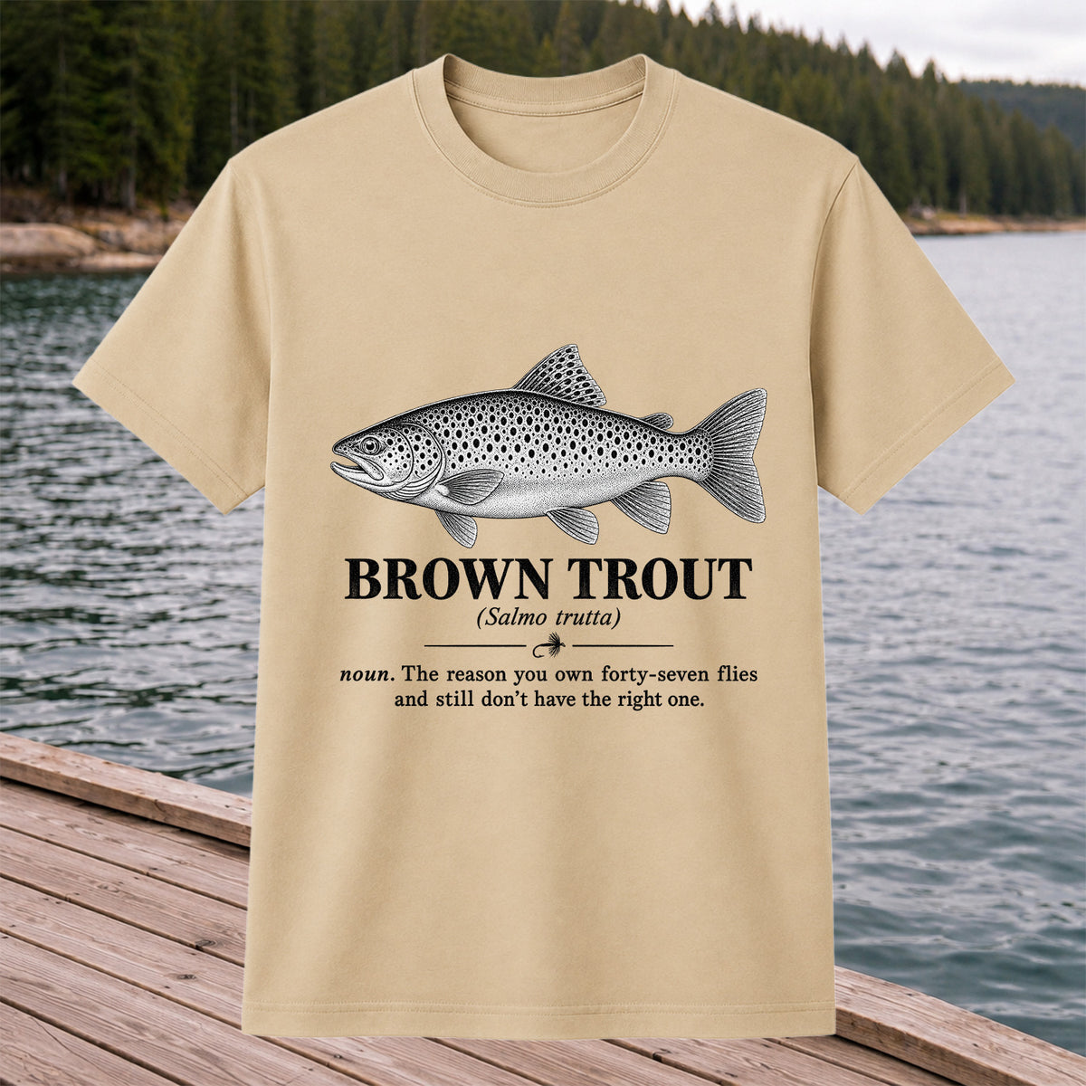 Brown Trout Forty-Seven Flies Funny Fly Fishing Graphic T-Shirt