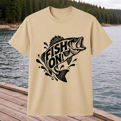 Fish On! Jumping Bass Fishing Distressed Graphic T-Shirt