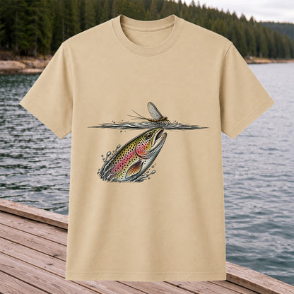 Rainbow Trout Rising to Mayfly Fishing Graphic T-Shirt