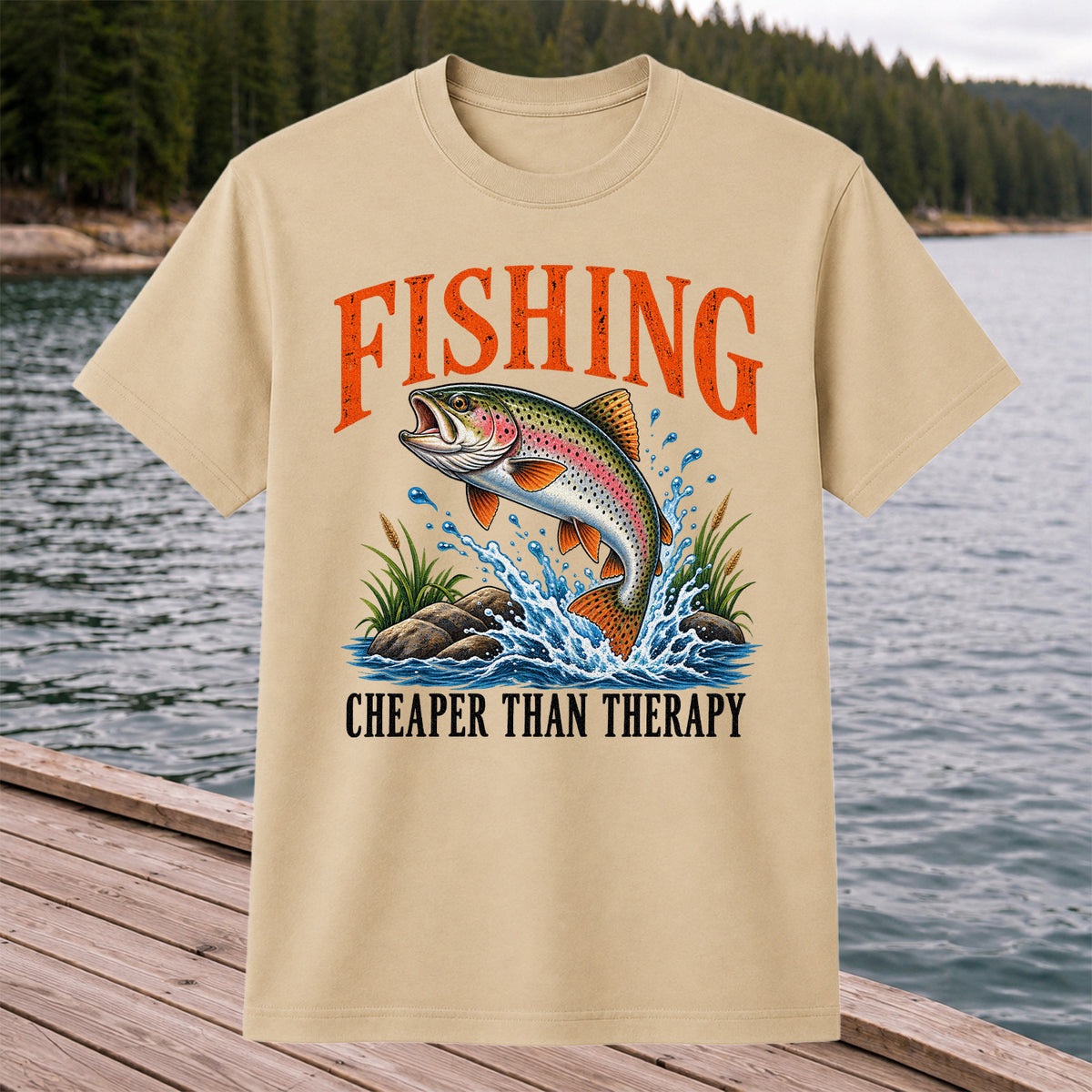 Fishing Cheaper Than Therapy Rainbow Trout Funny T-Shirt