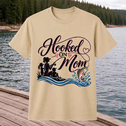 Hooked on Mom Rainbow Trout Family Fishing T-Shirt
