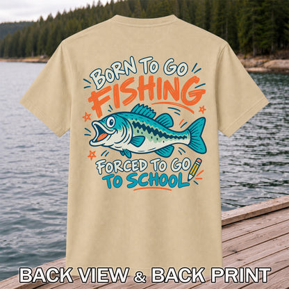 Funny Fish Fishing Graphic T-Shirt for Back to School | Back Print