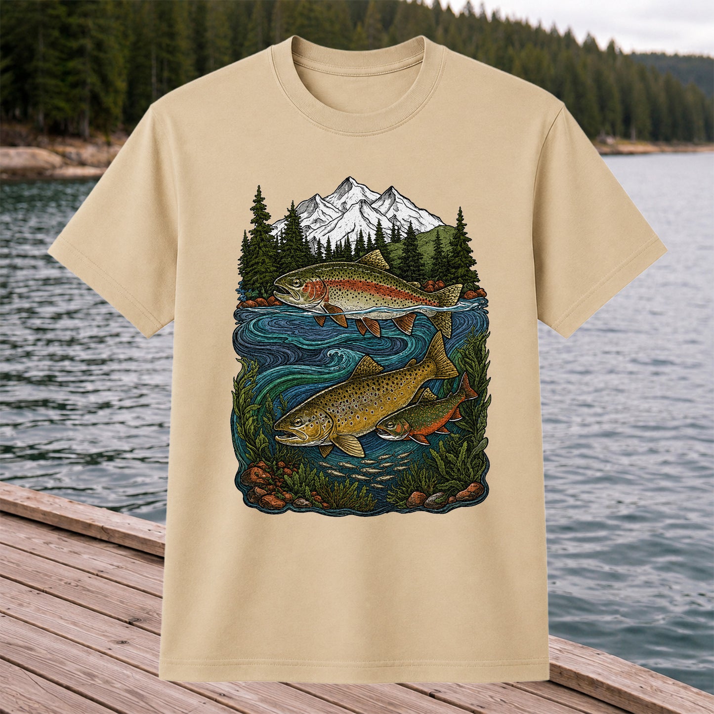 Trout Fishing T-Shirt  Mountain River Fishing Tee