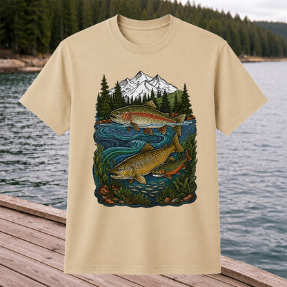 Trout Fishing T-Shirt  Mountain River Fishing Tee