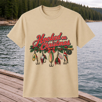 Hooked on Christmas Fishing Lure Ornaments Graphic T-Shirt
